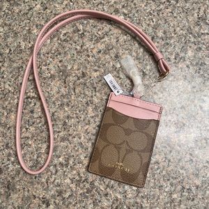 Coach Monogram Lanyard Pink And Brown